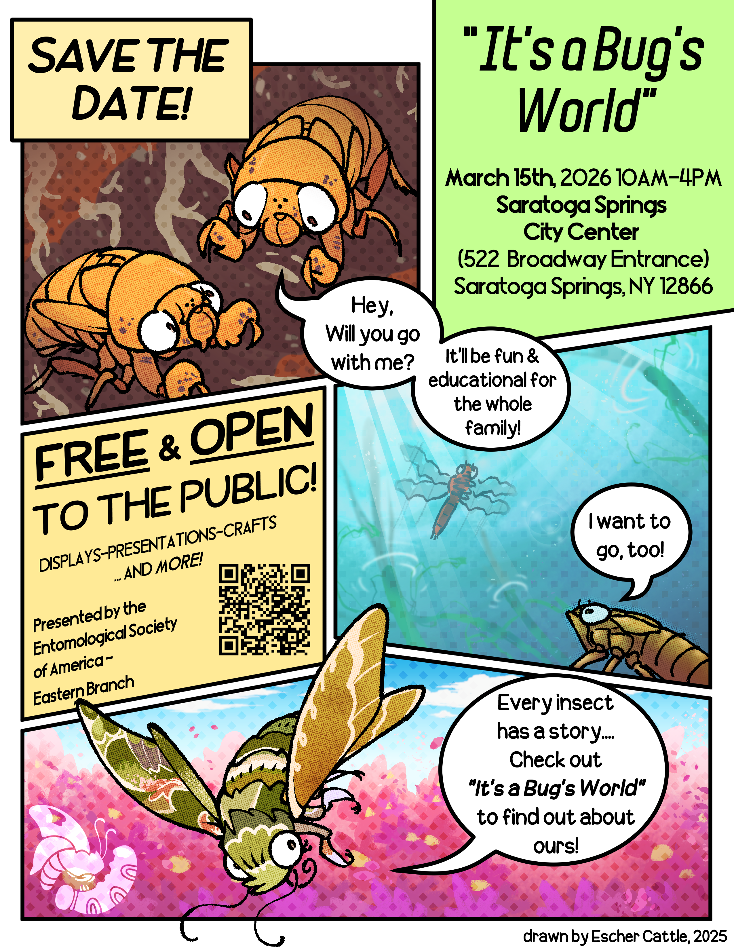 Bugs World save the date flyer